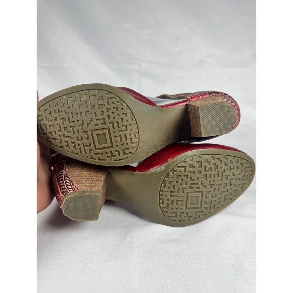 L'Artiste by Spring Step Toolie Womens EU 37 US 6.5-7 Mary Jane Red Heeled Shoes